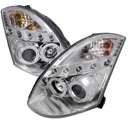 Spec'D Tuning Products - Spec-D 2003-2007 Infiniti G35 Coupe Dual Halo Projector Headlights (Chrome Housing/Clear Lens)