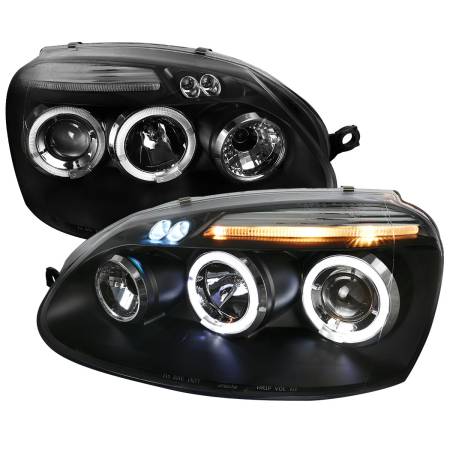 Spec'D Tuning Products - Spec-D 2006-2008 Volkswagen Golf Rabbit/ 2006-2010 Jetta Dual Halo Projector Headlights (Matte Black Housing/Smoke Lens)