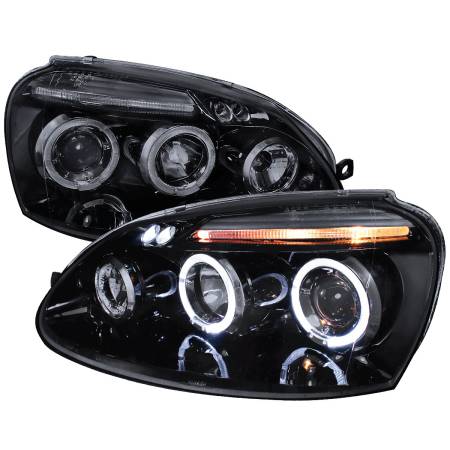 Spec'D Tuning Products - Spec-D 2006-2008 Volkswagen Golf Rabbit/ 2006-2010 Jetta Dual Halo Projector Headlights (Glossy Black Housing/Smoke Lens)