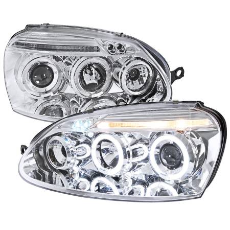 Spec'D Tuning Products - Spec-D 2006-2008 Volkswagen Golf Rabbit/ 2006-2010 Jetta Dual Halo Projector Headlights (Chrome Housing/Clear Lens)