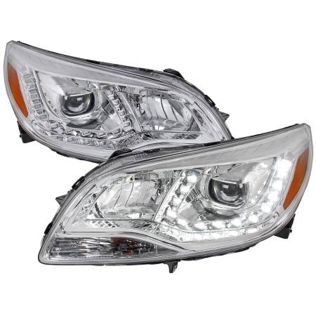 Spec'D Tuning Products - Spec-D 2013-2015 Chevrolet Malibu Projector Headlights w/ LED Light Strip (Chrome Housing/Clear Lens)