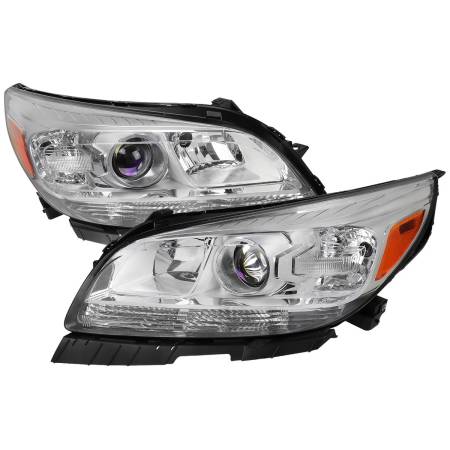 Spec'D Tuning Products - Spec-D 2013-2015 Chevrolet Malibu/ 2016 Malibu Limited Projector Headlights w/ Amber Reflectors (Chrome Housing/Clear Lens)