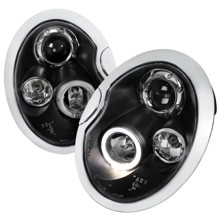 Spec'D Tuning Products - Spec-D 2002-2008 Mini Cooper R50 R53 R52 Single Halo Projector Headlights (Matte Black Housing/Clear Lens)