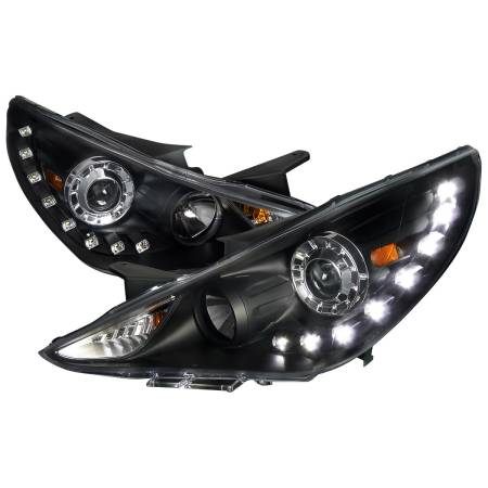 Spec'D Tuning Products - Spec-D 2011-2014 Hyundai Sonata Projector Headlights w/ SMD LED Light Strip (Matte Black Housing/Clear Lens)