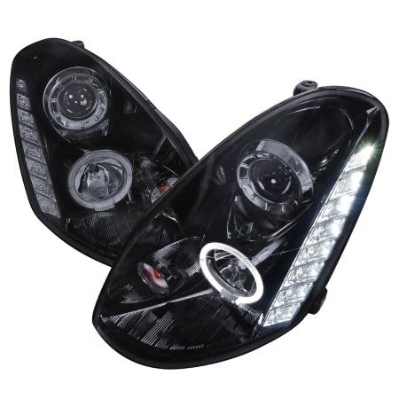 Spec'D Tuning Products - Spec-D 2005-2006 Infiniti G35 Sedan Halo Projector Headlights w/ SMD LED Light Strip (Glossy Black Housing/Smoke Lens)