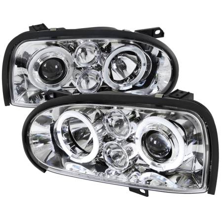 Spec'D Tuning Products - Spec-D 1993-1998 Volkswagen Golf Mk3/Cabrio Dual Halo Projector Headlights (Chrome Housing/Clear Lens)