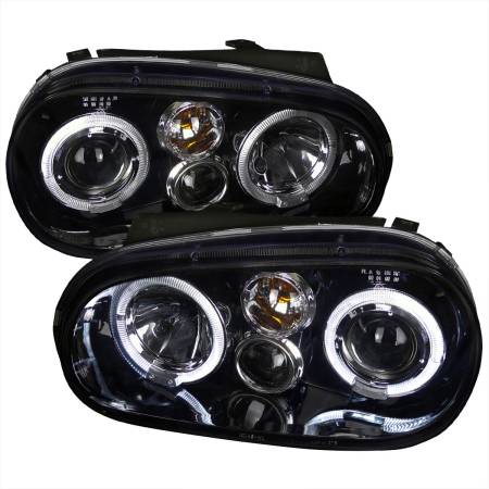 Spec'D Tuning Products - Spec-D 1999-2006 Volkswagen Golf Mk4 GTI/R32 Cabrio Dual Halo Projector Headlights (Glossy Black Housing/Smoke Lens)