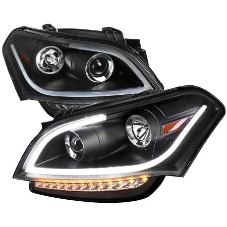 Spec'D Tuning Products - Spec-D 2010-2011 Kia Soul Projector Headlights w/ LED Light Bar & LED Turn Signal Lights (Matte Black Housing/Clear Lens)