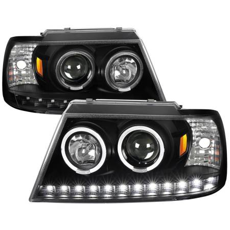 Spec'D Tuning Products - Spec-D 2002-2005 Ford Explorer Dual Halo Projector Headlights (Matte Black Housing/Clear Lens)