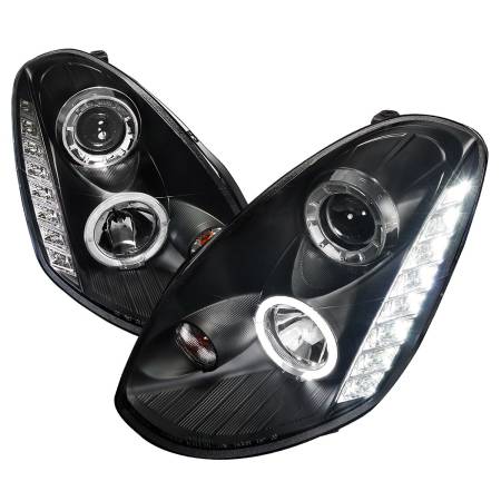 Spec'D Tuning Products - Spec-D 2005-2006 Infiniti G35 Sedan Halo Projector Headlights w/ SMD LED Light Strip (Matte Black Housing/Clear Lens)