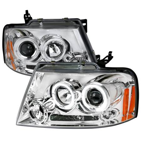 Spec'D Tuning Products - Spec-D 2004-2008 Ford F-150/ 2006-2008 Lincoln Mark LT Dual Halo Projector Headlights (Chrome Housing/Clear Lens)
