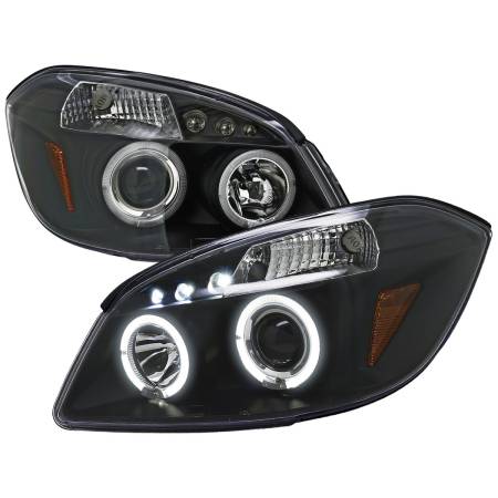 Spec'D Tuning Products - Spec-D 2005-2010 Chevrolet Cobalt Pontiac G5/Pursuit Dual Halo Projector Headlights (Matte Black Housing/Clear Lens)