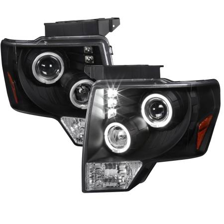Spec'D Tuning Products - Spec-D 2009-2014 Ford F-150 Dual Halo Projector Headlights (Matte Black Housing/Clear Lens)