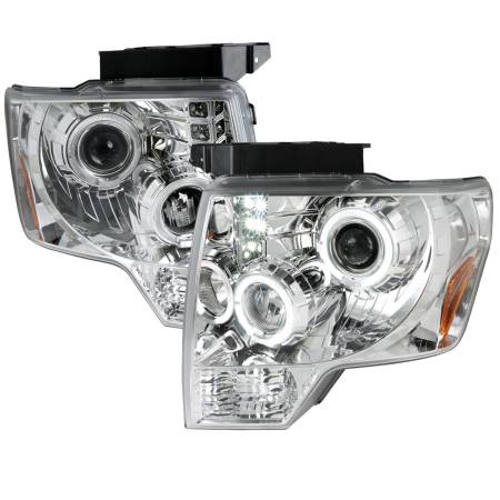 Spec'D Tuning Products - Spec-D 2009-2014 Ford F-150 Dual Halo Projector Headlights (Chrome Housing/Clear Lens)