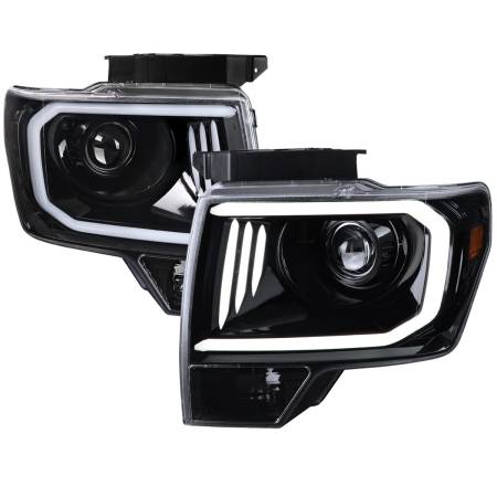 Spec'D Tuning Products - Spec-D 2009-2014 Ford F-150 LED C-Bar Projector Headlights (Jet Black Housing/Clear Lens)