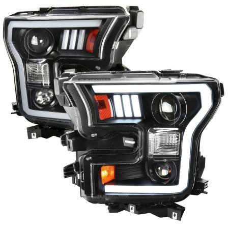 Spec'D Tuning Products - Spec-D 2015-2017 Ford F-150 LED Bar Projector Headlights - RS (Matte Black Housing/Clear Lens)