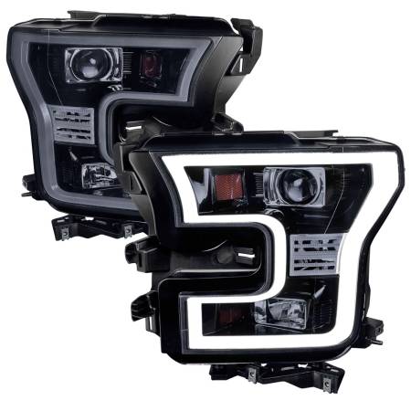 Spec'D Tuning Products - Spec-D 2015-2017 Ford F-150 LED Bar Outline Projector Headlights (Glossy Black Housing/Smoke Lens)