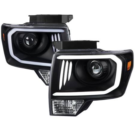 Spec'D Tuning Products - Spec-D 2009-2014 Ford F-150 LED C-Bar Projector Headlights (Matte Black Housing/Clear Lens)