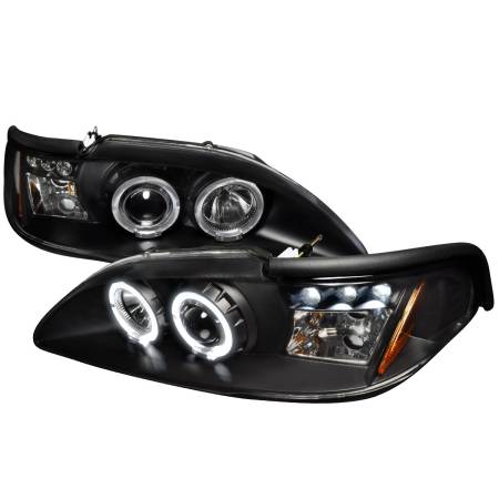 Spec'D Tuning Products - Spec-D 1994-1998 Ford Mustang Dual Halo Projector Headlights (Matte Black Housing/Clear Lens)