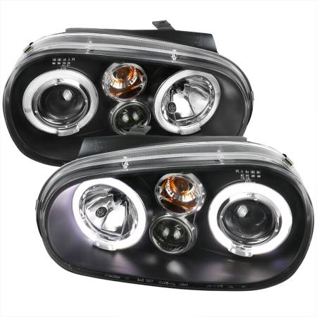 Spec'D Tuning Products - Spec-D 1999-2006 Volkswagen Golf Mk4 GTI/R32 Cabrio Dual Halo Projector Headlights (Matte Black Housing/Clear Lens)