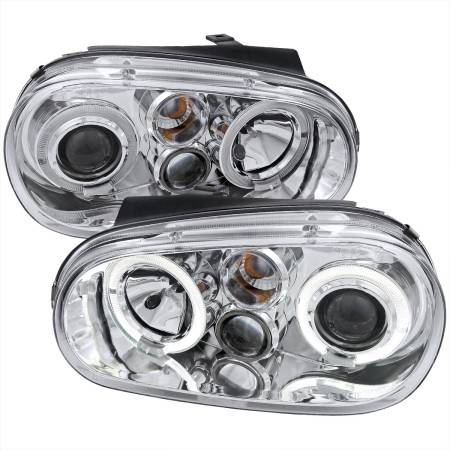 Spec'D Tuning Products - Spec-D 1999-2006 Volkswagen Golf Mk4 GTI/R32 Cabrio Dual Halo Projector Headlights (Chrome Housing/Clear Lens)