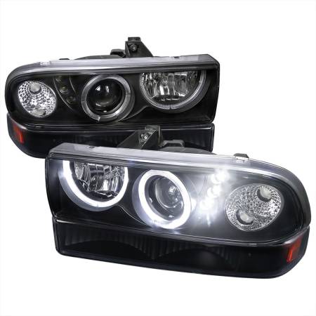 Spec'D Tuning Products - Spec-D 1998-2004 Chevrolet S10 Blazer Dual Halo Projector Headlights w/ Bumper Lights (Matte Black Housing/Clear Lens)
