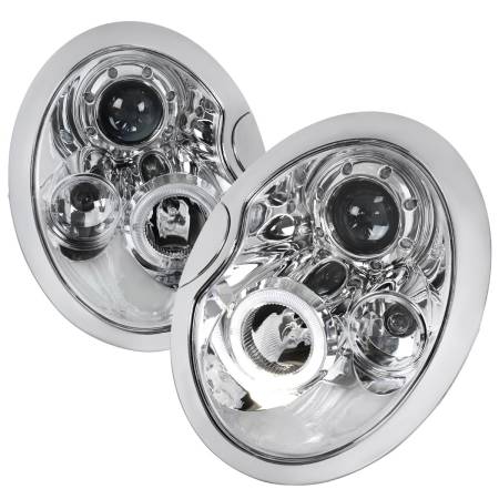 Spec'D Tuning Products - Spec-D 2002-2008 Mini Cooper R50 R53 R52 Single Halo Projector Headlights (Chrome Housing/Clear Lens)
