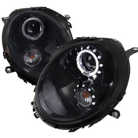 Spec'D Tuning Products - Spec-D 2007-2015 Mini Cooper R55 R56 R57 R58 R59 Halo Projector Headlights (Glossy Black Housing/Smoke Lens)
