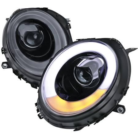 Spec'D Tuning Products - Spec-D 2007-2015 Mini Cooper R55 R56 R57 R58 R59 Projector Headlights w/ LED Turn Signal Lights (Glossy Black Housing/Smoke Lens)