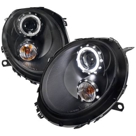Spec'D Tuning Products - Spec-D 2007-2015 Mini Cooper R55 R56 R57 R58 R59 Single Halo Projector Headlights (Matte Black Housing/Clear Lens)