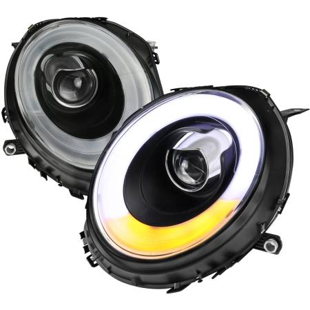Spec'D Tuning Products - Spec-D 2007-2015 Mini Cooper R55 R56 R57 R58 R59 Projector  Headlights w/ LED Turn Signal Lights (Matte Black Housing/Clear Lens)