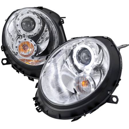 Spec'D Tuning Products - Spec-D 2007-2015 Mini Cooper R55 R56 R57 R58 R59 Single Halo Projector Headlights (Chrome Housing/Clear Lens)