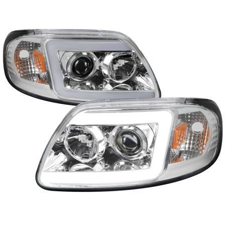 Spec'D Tuning Products - Spec-D 1997-2004 Ford F-150 / 1997-2002 Expedition LED C-Bar Projector Headlights (Chrome Housing/Clear Lens)