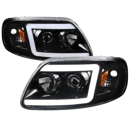 Spec'D Tuning Products - Spec-D 1997-2004 Ford F-150 / 1997-2002 Expedition LED C-Bar Projector Headlights (Jet Black Housing/Clear Lens)