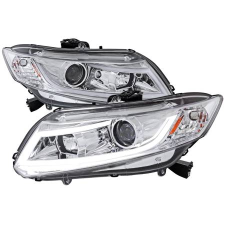 Spec'D Tuning Products - Spec-D 2012-2013 Honda Civic Coupe/ 2012-2015 Civic Sedan LED Bar Projector Headlights (Chrome Housing/Clear Lens)