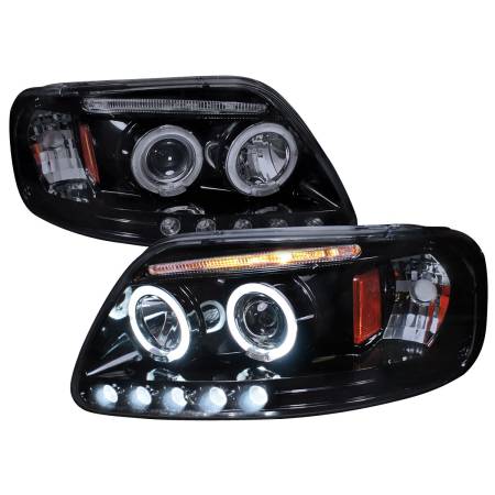 Spec'D Tuning Products - Spec-D 1997-2004 Ford F-150 / 1997-2002 Expedition Dual Halo Projector Headlights (Glossy Black Housing/Smoke Lens)