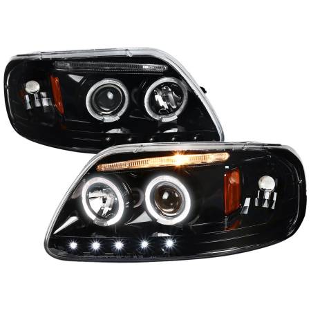 Spec'D Tuning Products - Spec-D 1997-2004 Ford F-150 / 1997-2002 Expedition Dual Halo Projector Headlights (Jet Black Housing/Clear Lens)