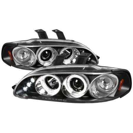 Spec'D Tuning Products - Spec-D 1992-1995 Honda Civic Dual Halo Projector Headlights (Matte Black Housing/Clear Lens)