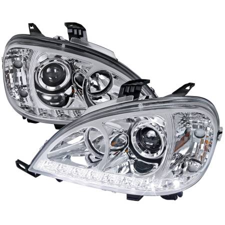 Spec'D Tuning Products - Spec-D 1998-2001 Mercedes Benz W163 ML Class Projector Headlights w/ SMD LED Light Strip (Chrome Housing/Clear Lens)