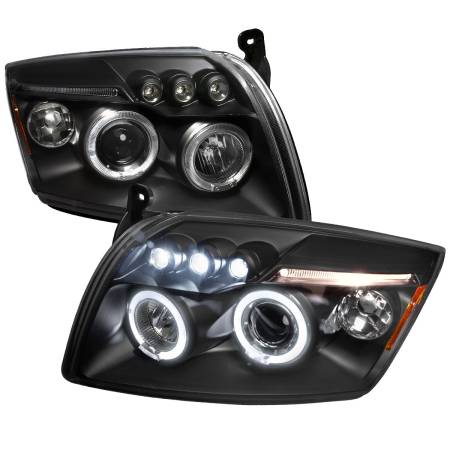 Spec'D Tuning Products - Spec-D 2007-2012 Dodge Caliber Dual Halo Projector Headlights (Matte Black Housing/Clear Lens)