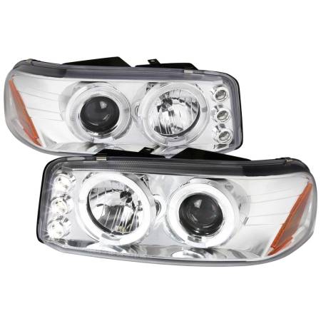 Spec'D Tuning Products - Spec-D 1999-2006 GMC Sierra/Yukon/Yukon XL Dual Halo Projector Headlights (Chrome Housing/Clear Lens)