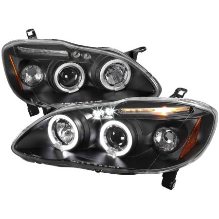 Spec'D Tuning Products - Spec-D 2003-2008 Toyota Corolla Dual Halo Projector Headlights (Matte Black Housing/Clear Lens)