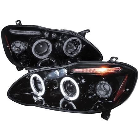Spec'D Tuning Products - Spec-D 2003-2008 Toyota Corolla Dual Halo Projector Headlights (Glossy Black Housing/Smoke Lens)