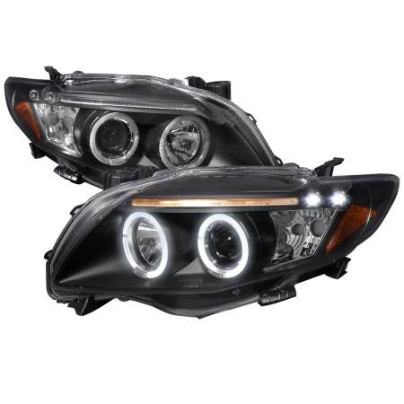 Spec'D Tuning Products - Spec-D 2009-2010 Toyota Corolla Dual Halo Projector Headlights (Matte Black Housing/Clear Lens)