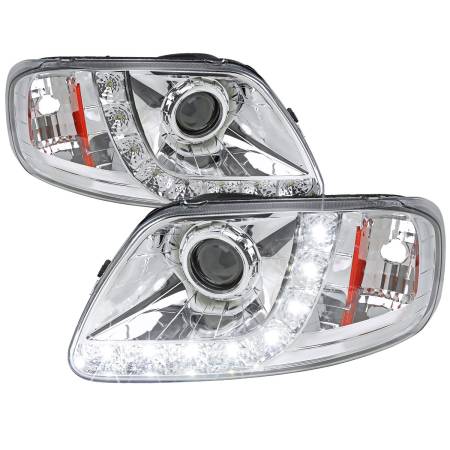 Spec'D Tuning Products - Spec-D 1997-2004 Ford F-150 / 1997-2002 Expedition Projector Headlights w/ SMD LED Light Strip (Chrome Housing/Clear Lens)