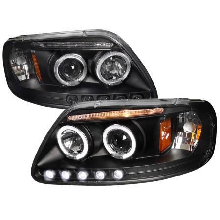 Spec'D Tuning Products - Spec-D 1997-2004 Ford F-150 / 1997-2002 Expedition Dual Halo Projector Headlights (Matte Black Housing/Clear Lens)