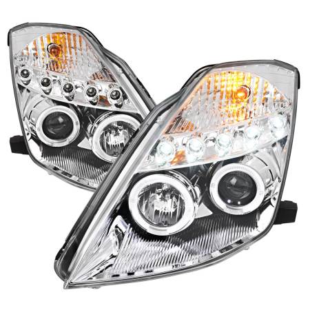 Spec'D Tuning Products - Spec-D 2003-2005 Nissan 350Z Dual Halo Projector Headlights (Chrome Housing/Clear Lens)
