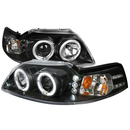Spec'D Tuning Products - Spec-D 1999-2004 Ford Mustang Dual Halo Projector Headlights (Matte Black Housing/Clear Lens)