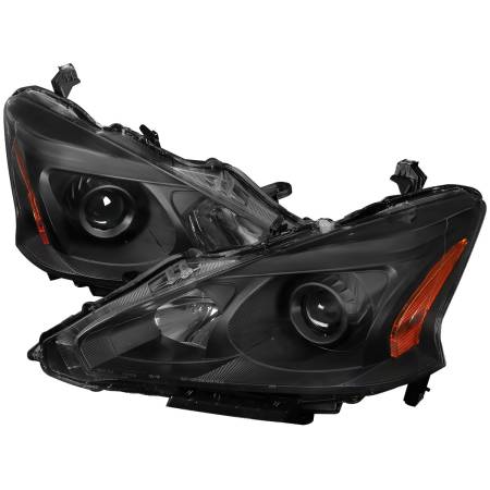 Spec'D Tuning Products - Spec-D 2013-2015 Nissan Altima Sedan Projector Headlights w/ Amber Reflectors (Matte Black Housing/Clear Lens)