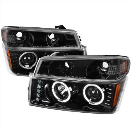 Spec'D Tuning Products - Spec-D 2004-2012 Chevrolet Colorado GMC Canyon Dual Halo Projector Headlights & Corner Lights Pair (Jet Black Housing/Clear Lens)